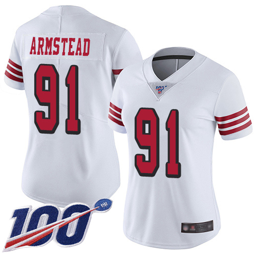 San Francisco 49ers Limited White Women Arik Armstead NFL Jersey #91 100th Season Vapor Untouchable Rush